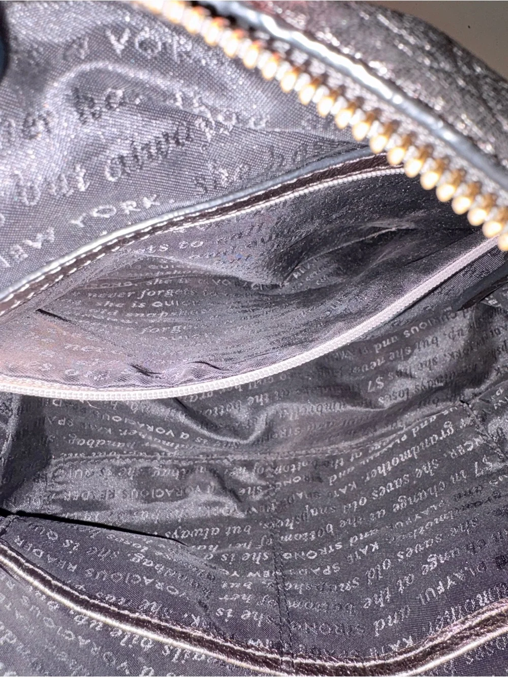 Kate Spade Janaya shiny silver hobo bag